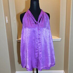 💜Como Black Fuchsia Halter Sleeveless Top Size XL